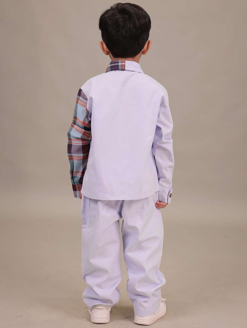 boys checkered shirt and trouser co-ord set - 22307644 -  Standard Image - 3