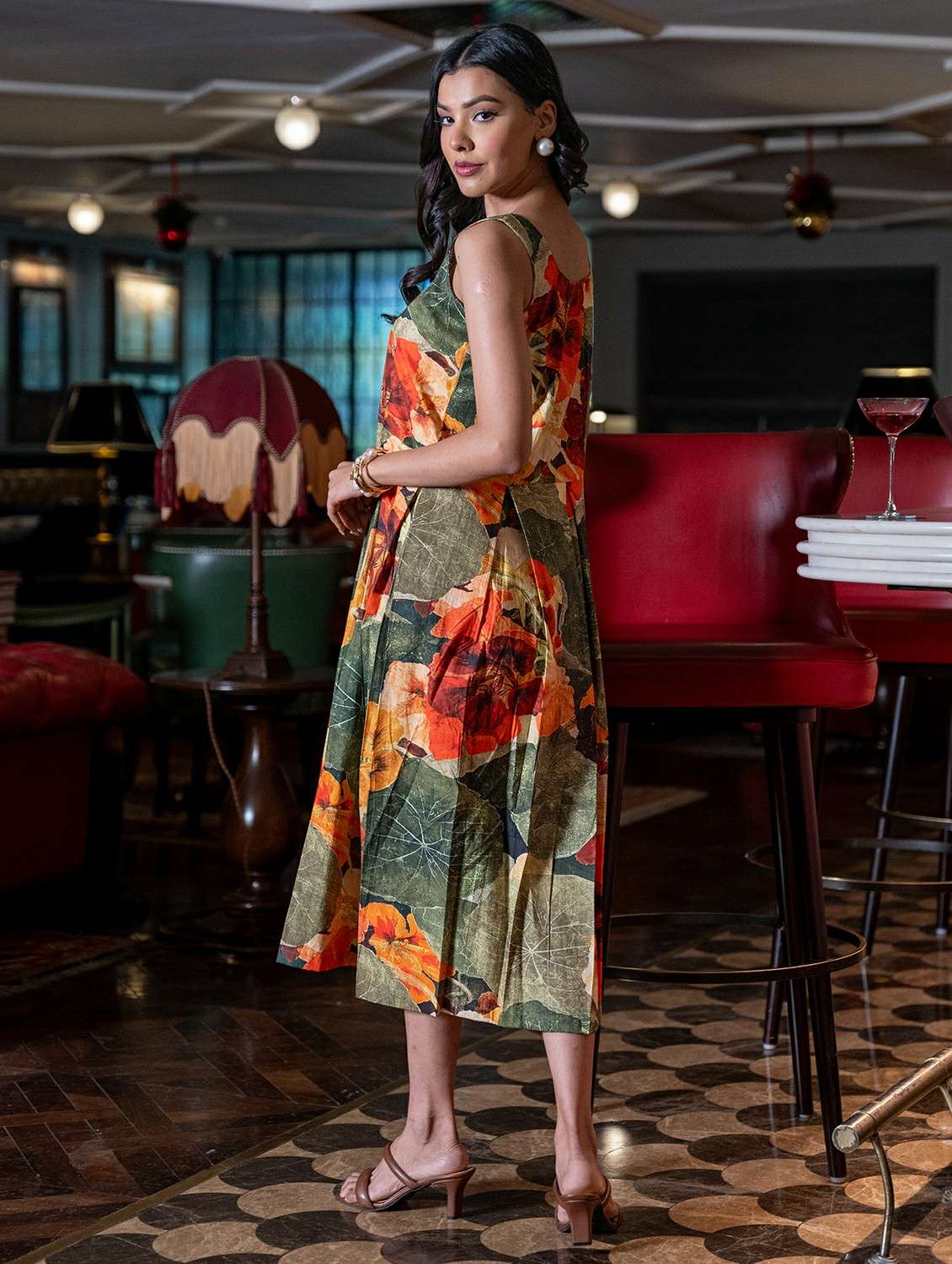 women floral print sleeveless fit & flare dress - 22307657 -  Standard Image - 3