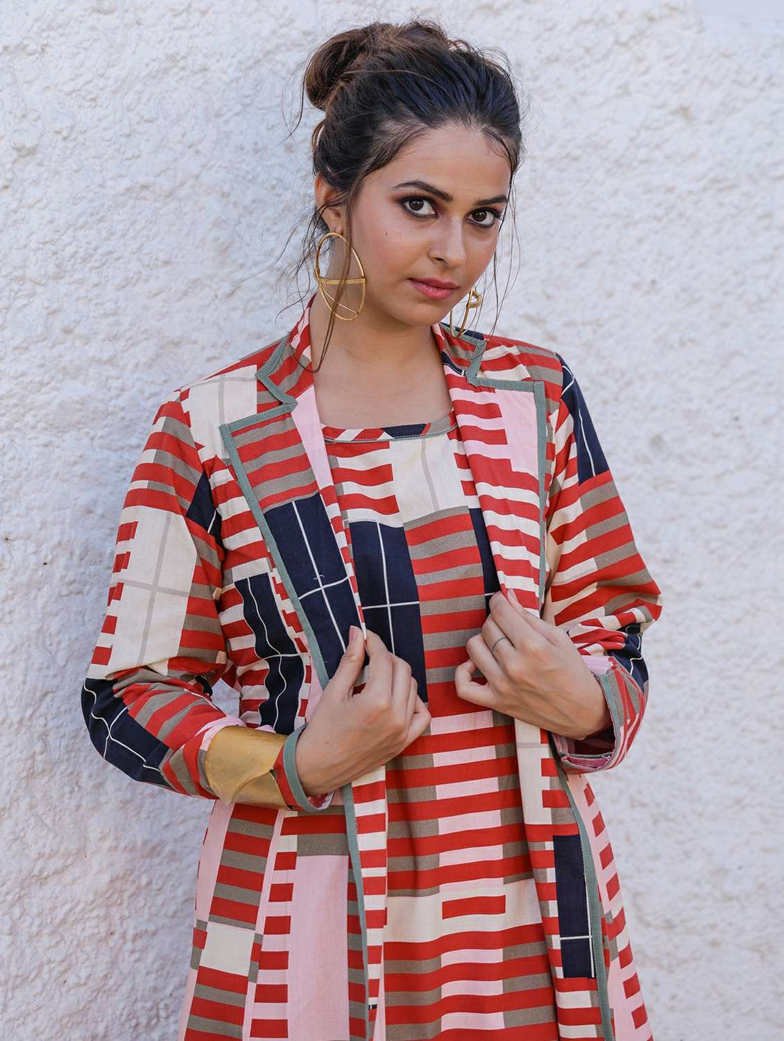 women printed fit and flared dress with shrug - 22307662 -  Standard Image - 3