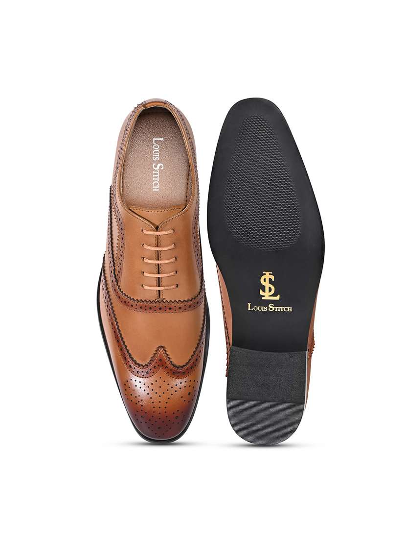 men tan lace-up brouge - 22307663 -  Standard Image - 5