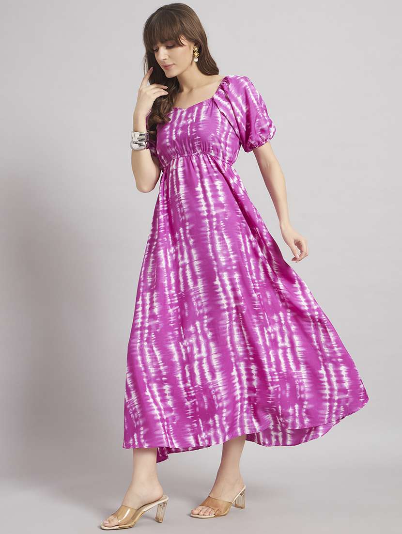 women tie & dye sweetheart neck a-line dress