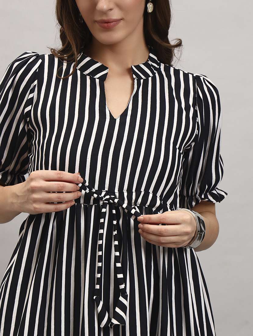 women striped short sleeve tiered dress - 22307823 -  Standard Image - 3