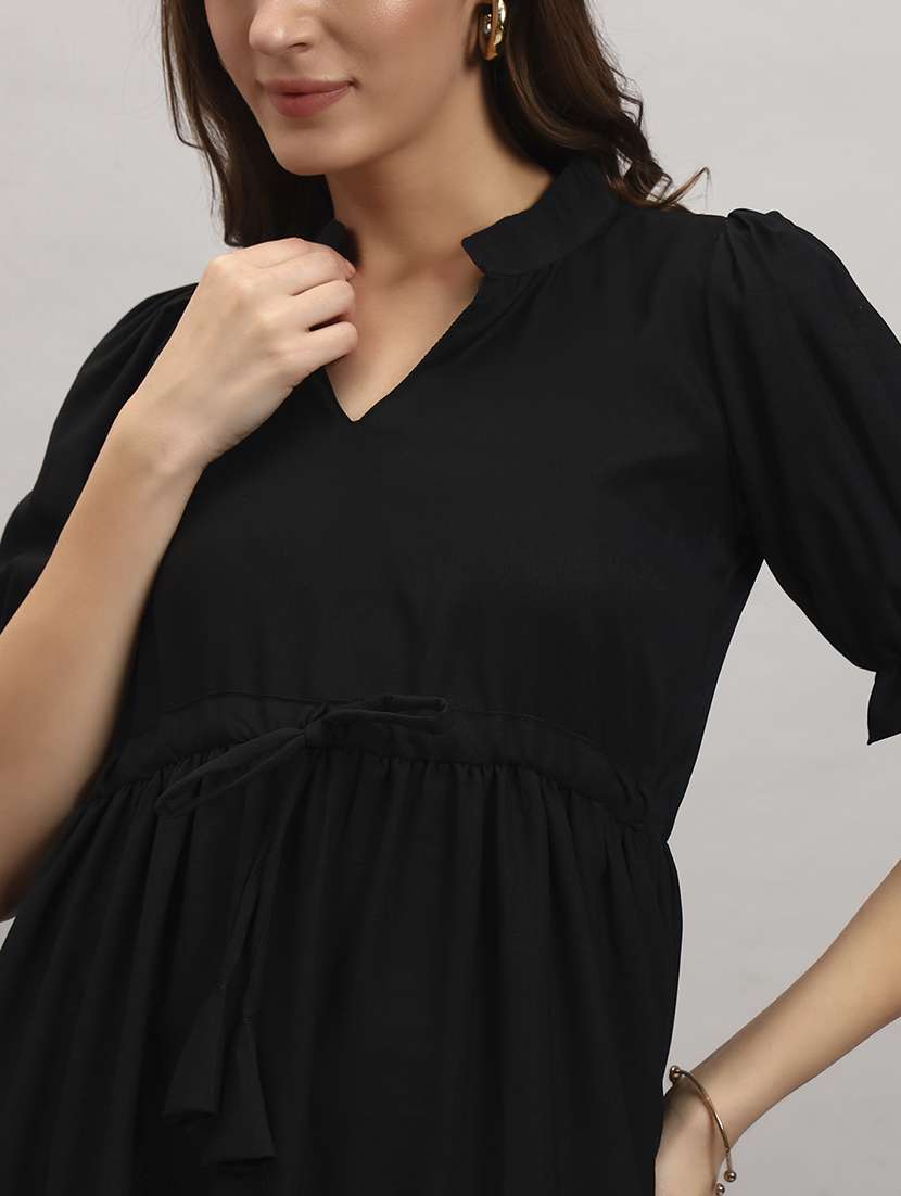 women solid short sleeve tiered dress - 22307853 -  Standard Image - 3