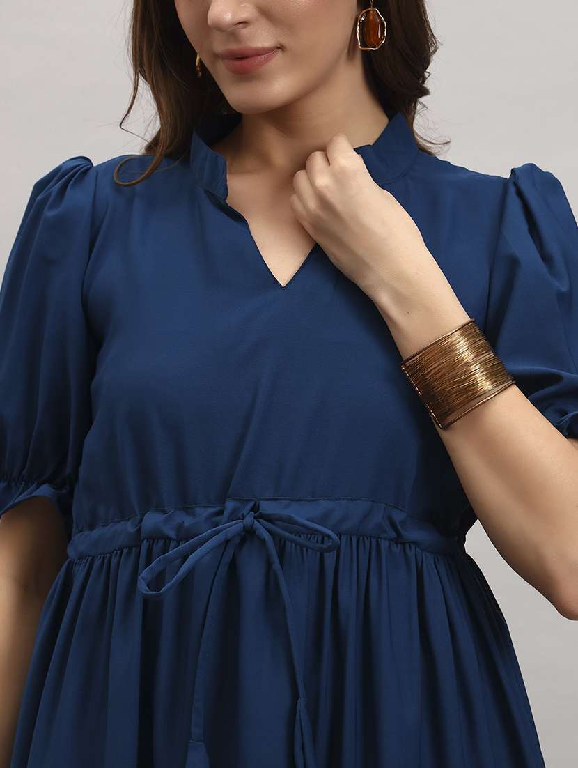 women solid short sleeve tiered dress - 22307854 -  Standard Image - 3