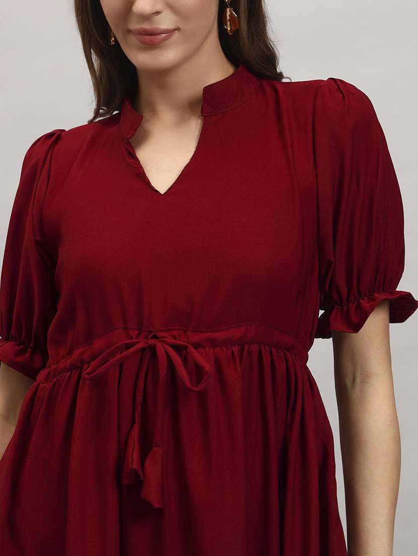 women solid short sleeve tiered dress - 22307863 -  Standard Image - 3