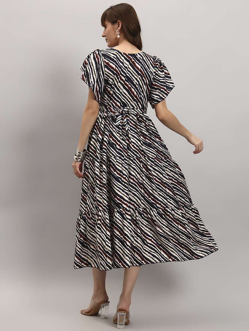women printed tulip sleeve tiered dress - 22308040 -  Standard Image - 3