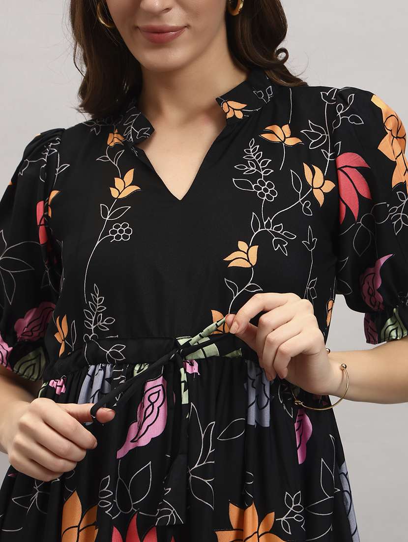 women floral puff sleeve tiered dress - 22308096 -  Standard Image - 3