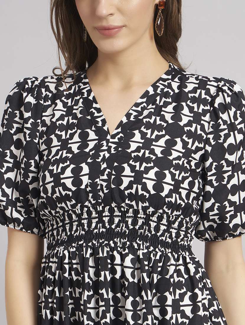 women printed puff sleeve tiered dress - 22308145 -  Standard Image - 3