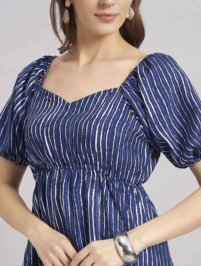 women striped sweetheart neck a-line dress - 22308233 -  Standard Image - 3