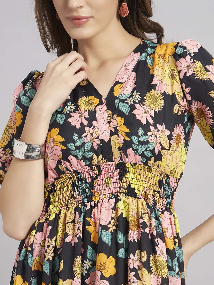 women floral puff sleeve tiered dress - 22308297 -  Standard Image - 3