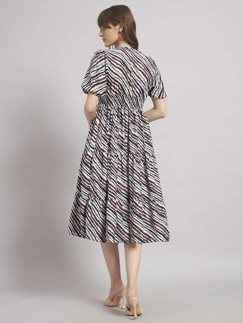 women printed puff sleeve tiered dress - 22308311 -  Standard Image - 3