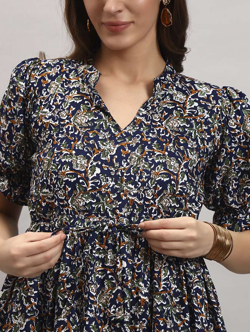 women printed puff sleeve tiered dress - 22308347 -  Standard Image - 3