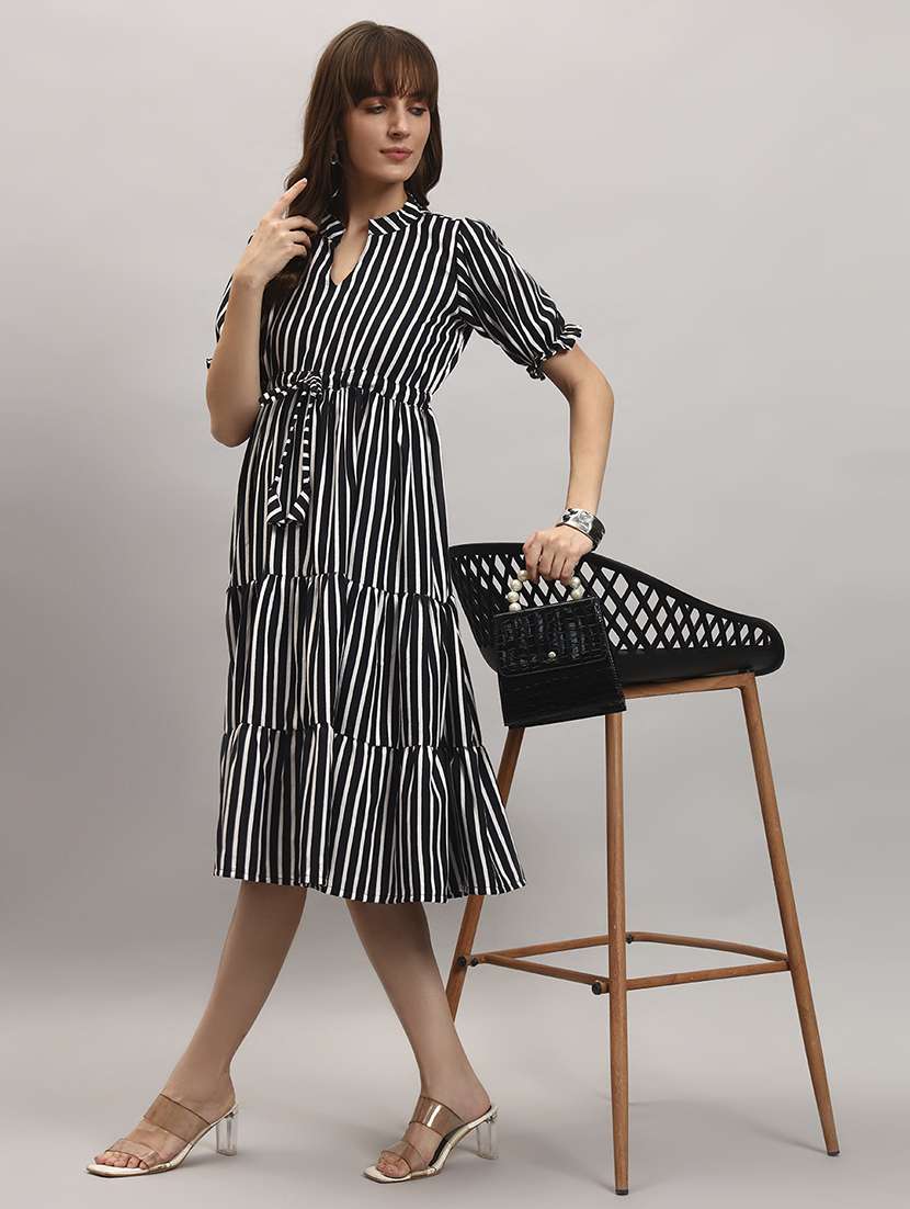 women striped tulip sleep tiered dress