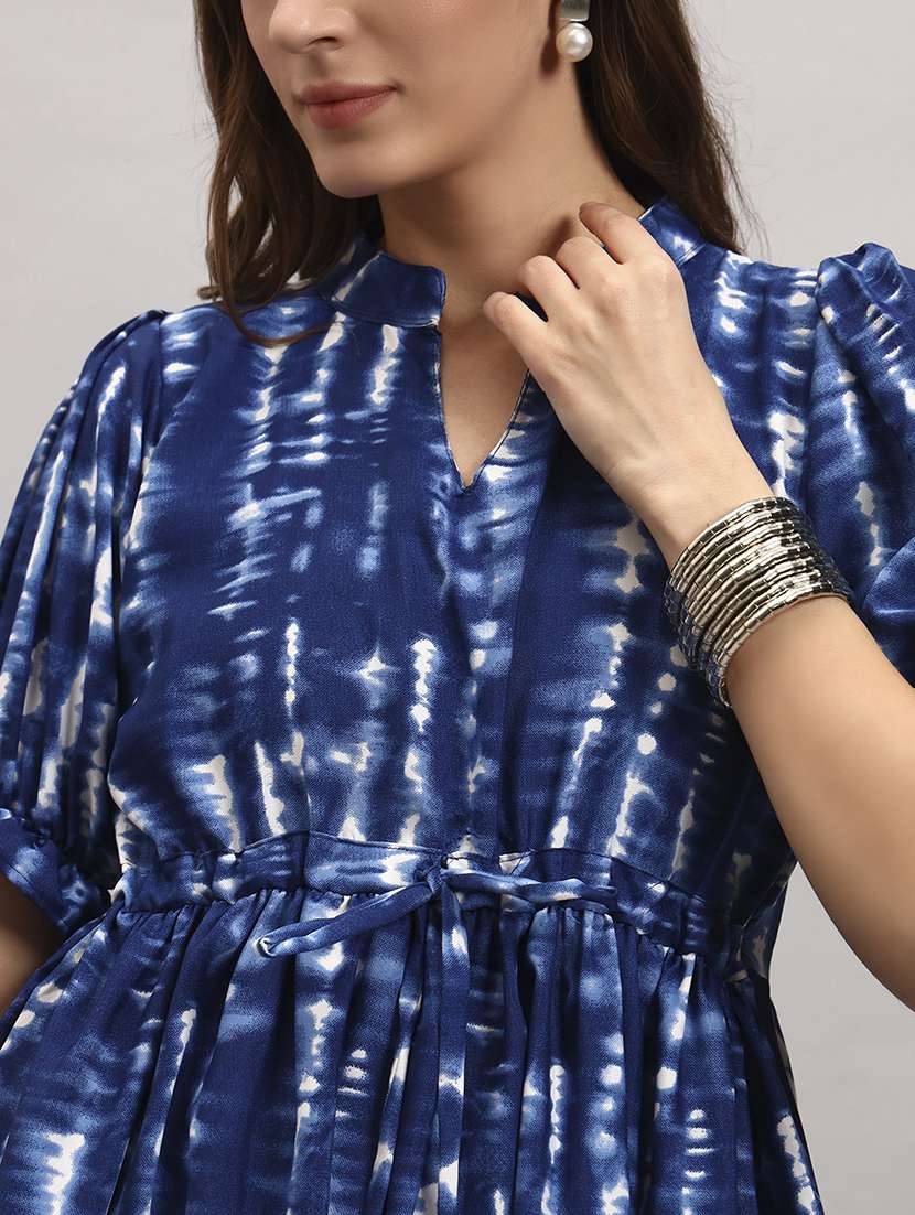 women tie & dye puff sleeve tiered dress - 22308396 -  Standard Image - 3