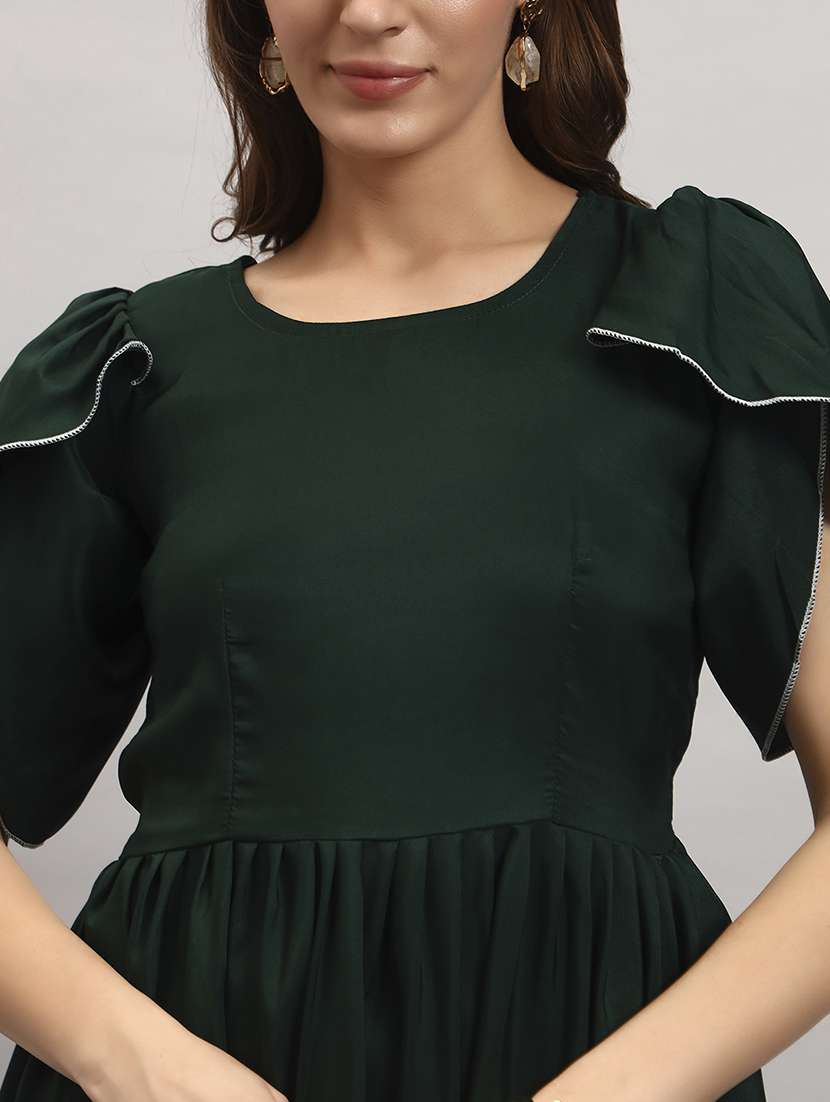 women solid tulip sleeve tiered dress - 22308513 -  Standard Image - 3