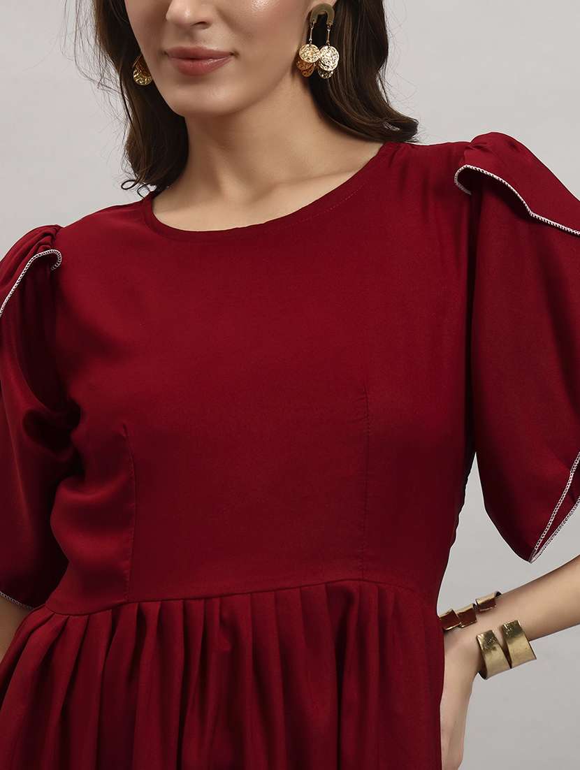 women solid tulip sleeve tiered dress - 22308520 -  Standard Image - 3