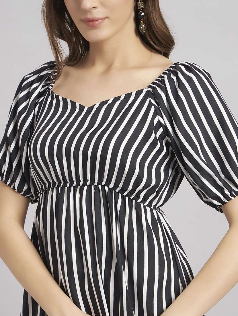women striped sweetheart neck a-line dress - 22308748 -  Standard Image - 3