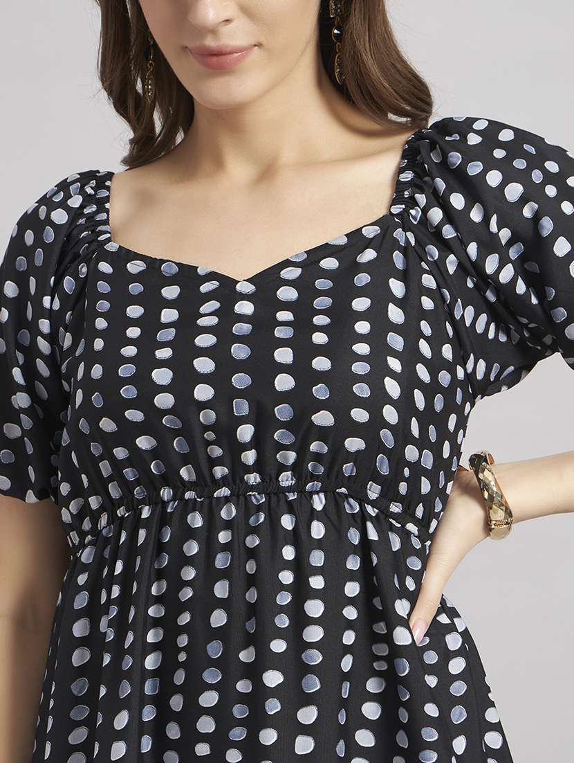 women printed puff sleeve a-line dress - 22308797 -  Standard Image - 3