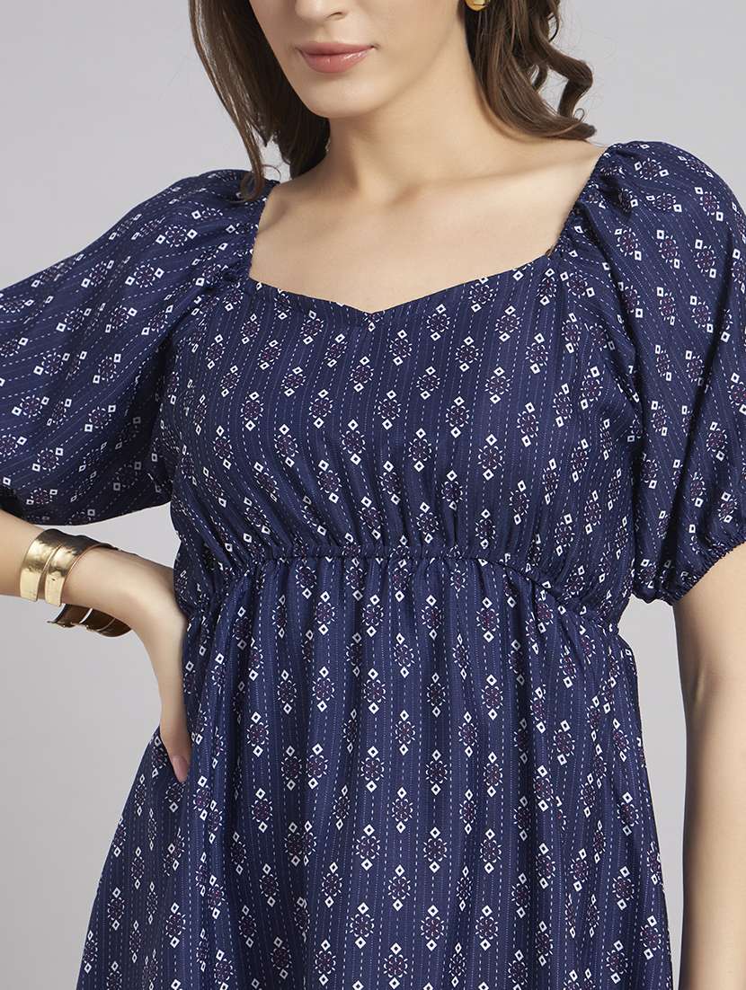 women printed puff sleeve a-line dress - 22308798 -  Standard Image - 3