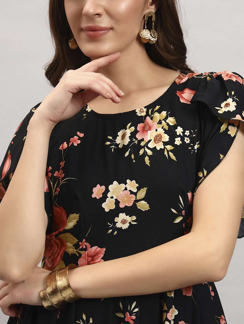 women floral tulip sleeves tiered dress - 22309210 -  Standard Image - 3
