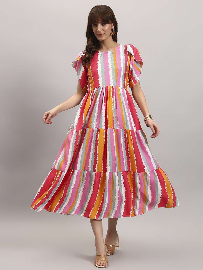 women printed tulip sleep tiered dress