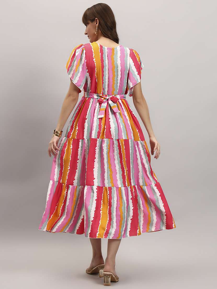 women printed tulip sleep tiered dress - 22309216 -  Standard Image - 3