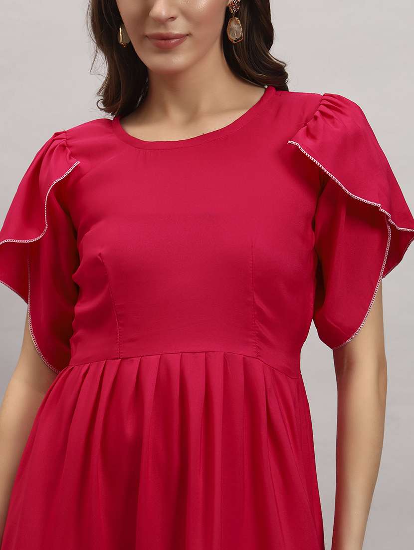 women solid tulip sleeve tiered dress - 22309442 -  Standard Image - 3