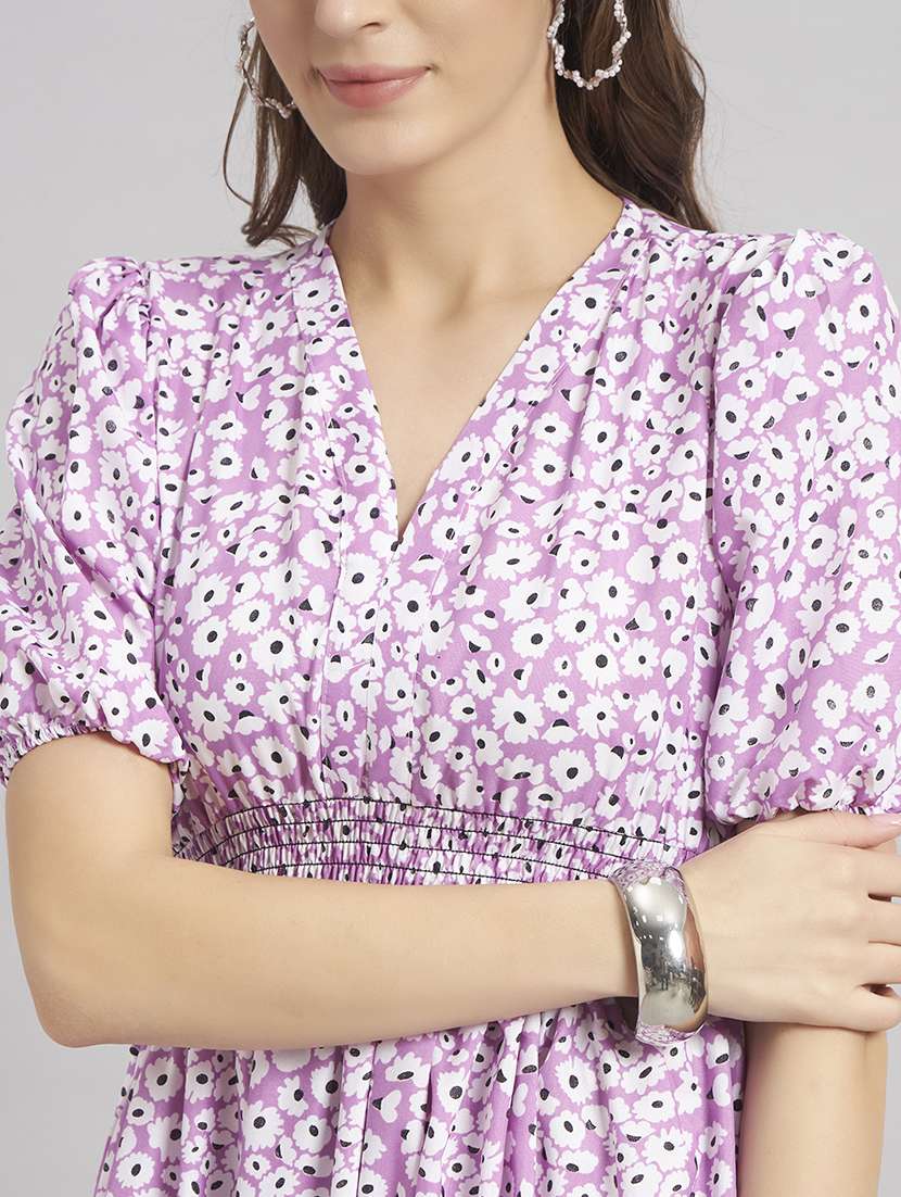 women floral puff sleeve tiered dress - 22309779 -  Standard Image - 3