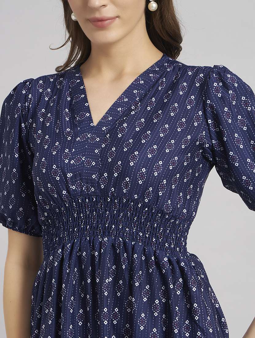 women printed puff sleeve tiered dress - 22309782 -  Standard Image - 3