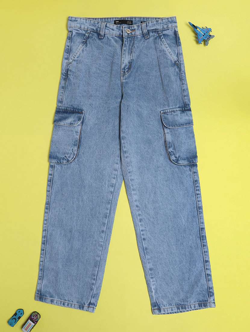 girls plain mid rise regular fit cargo