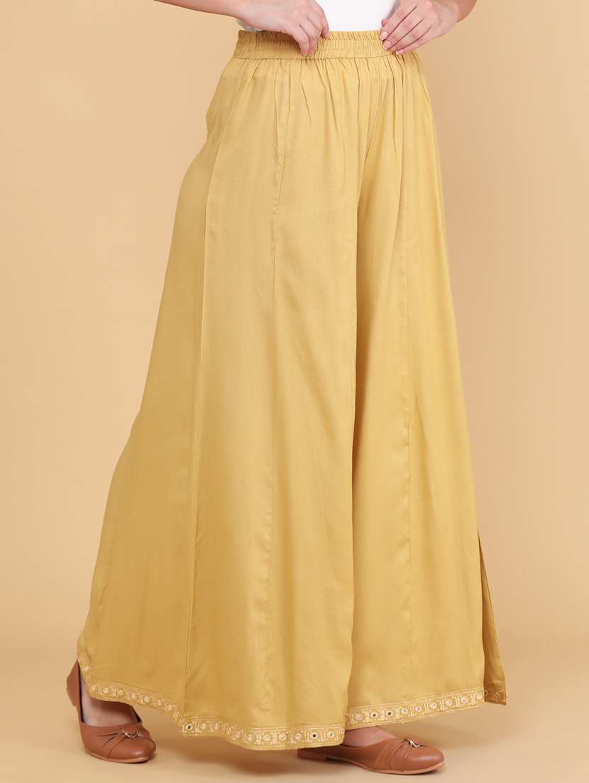 Women Embroidered Mid Rise Flared Palazzo - 22309843 -  Standard Image - 3