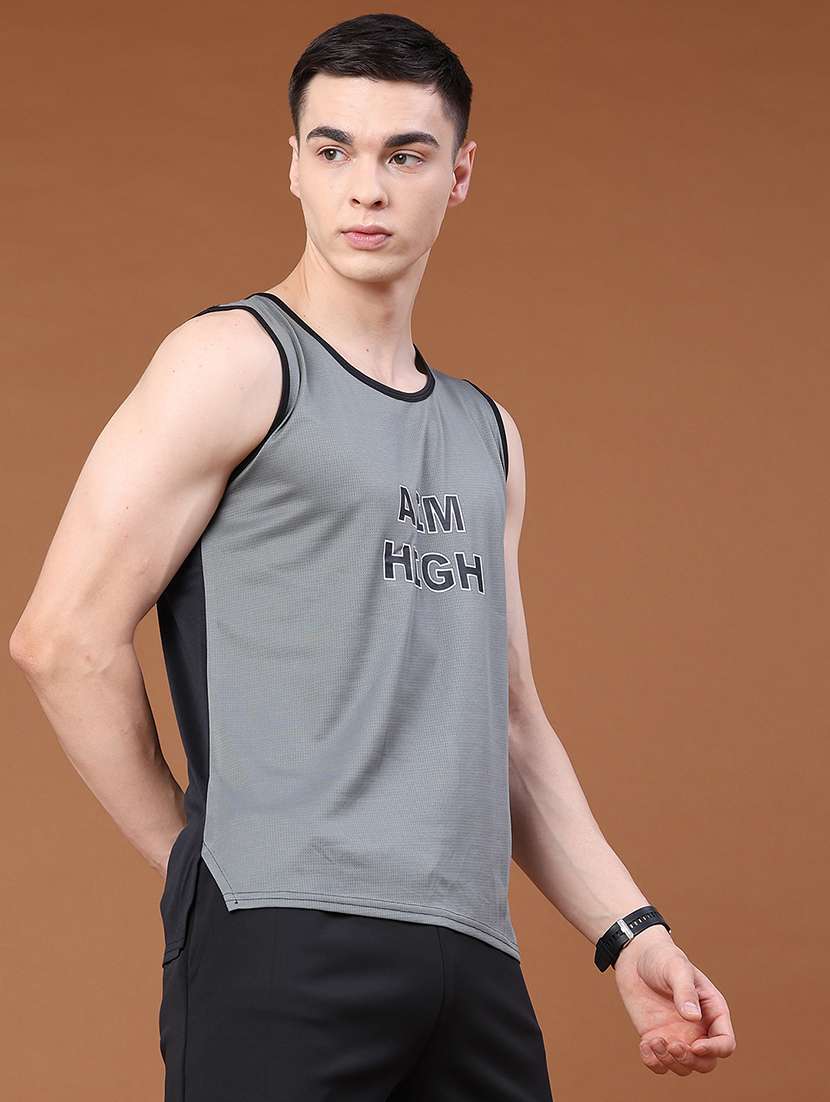 men colourblocked sleeveless regular fit t-shirt - 22309850 -  Standard Image - 3