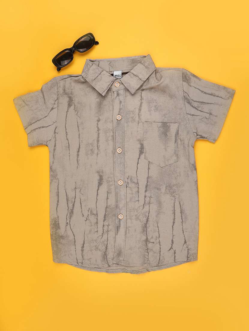 boys printed short sleeve collared shirt