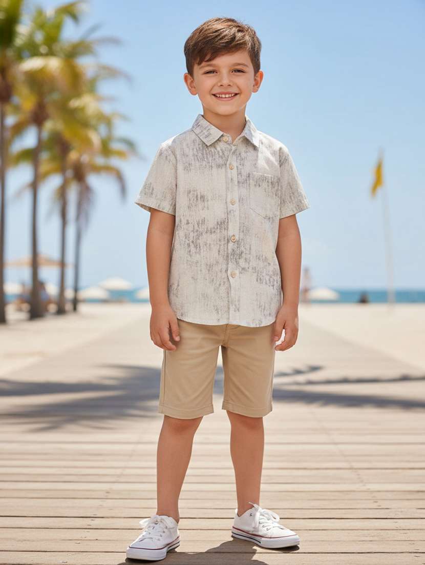 boys printed short sleeve collared shirt