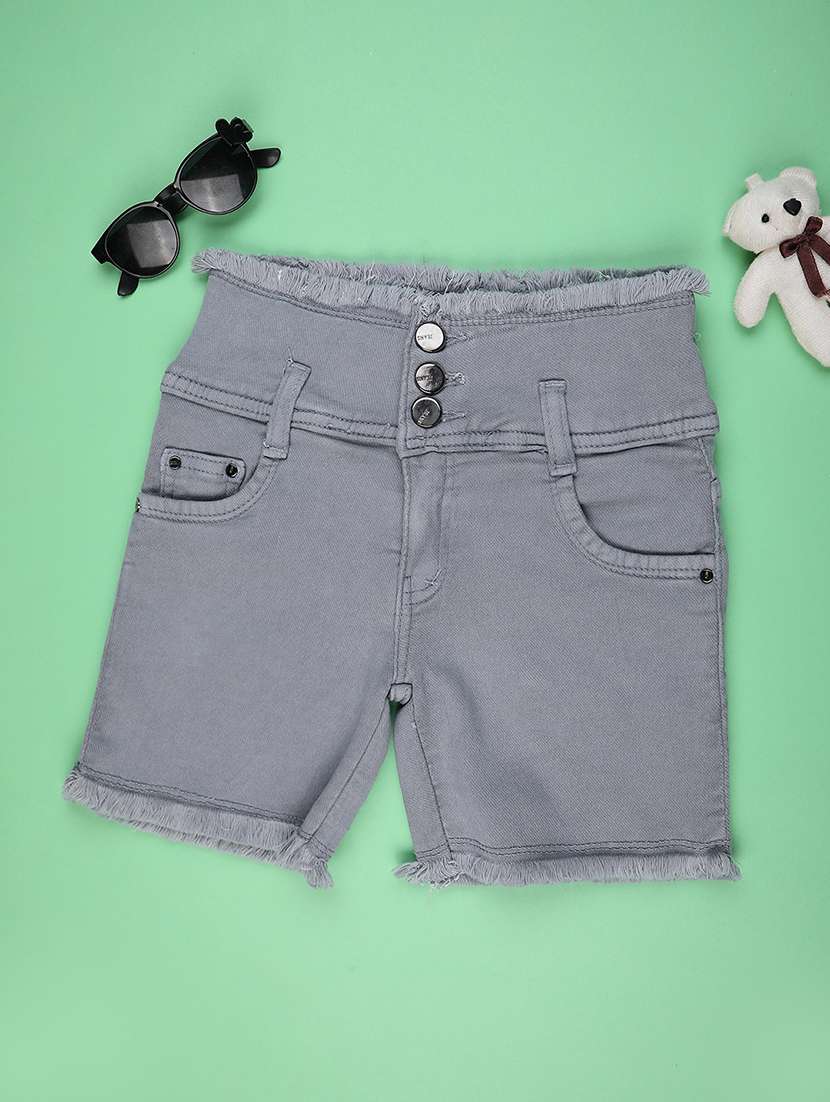 girls solid mid rise shorts