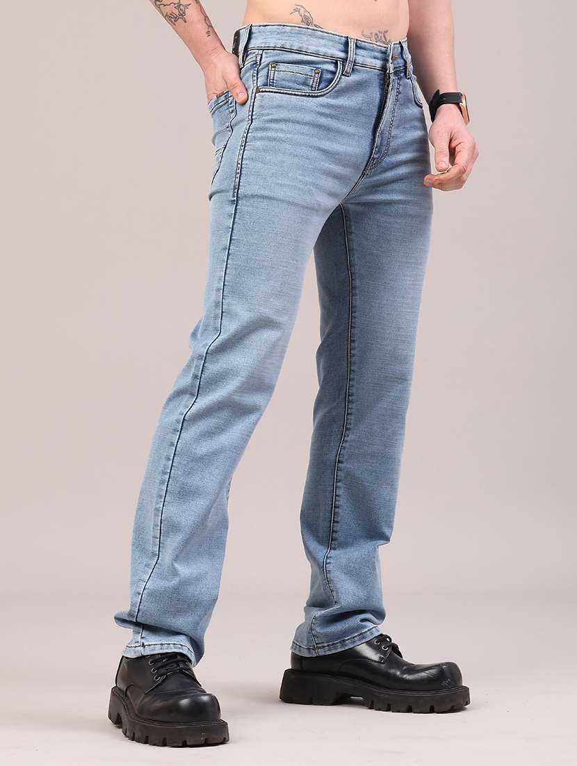 Men Washed Mid Rise Full Length Straight Jeans - 22309955 -  Standard Image - 3