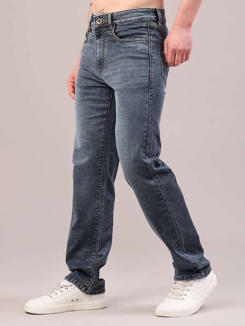 Men Washed Mid Rise Full Length Straight Jeans - 22309956 -  Standard Image - 3