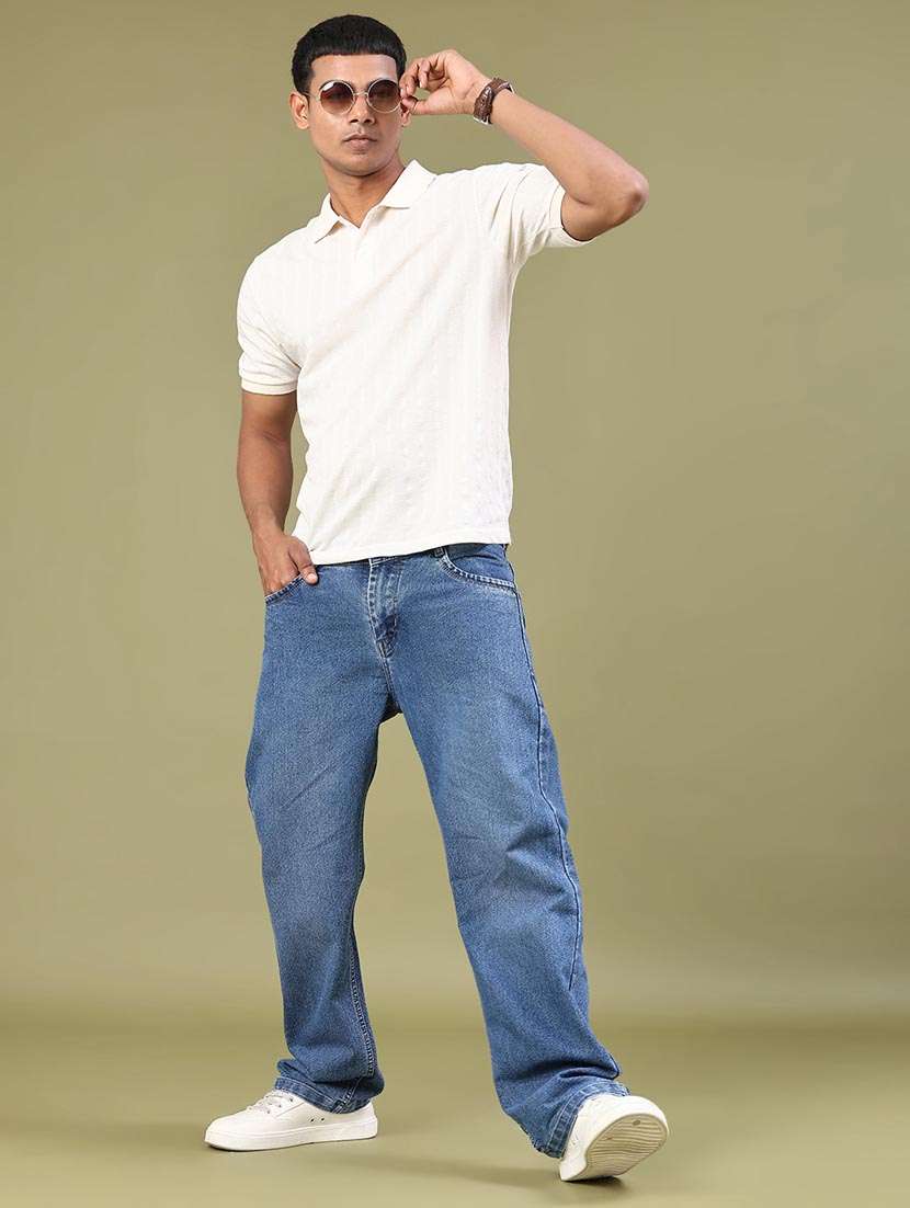 Men Self Design Short Sleeve Regular Fit Polo T-shirt - 22310024 -  Standard Image - 3