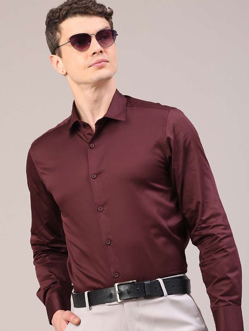 men solid long sleeve slim fit formal shirt - 22310092 -  Standard Image - 3