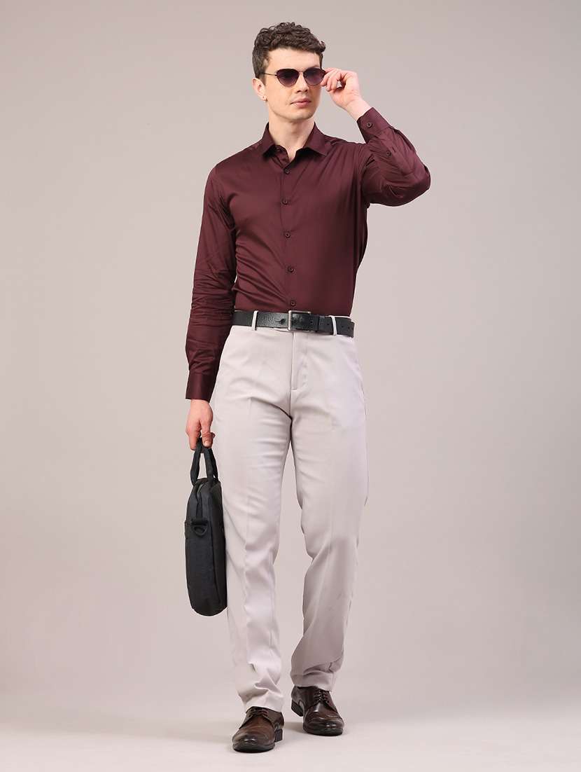 men solid long sleeve slim fit formal shirt - 22310092 -  Standard Image - 5