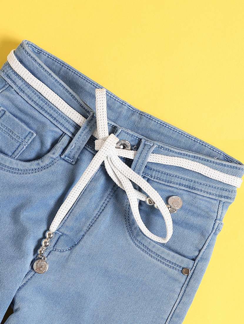 girls plain mid rise wide leg jeans - 22310249 -  Standard Image - 3