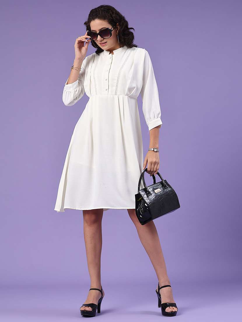 women solid long sleeve dress