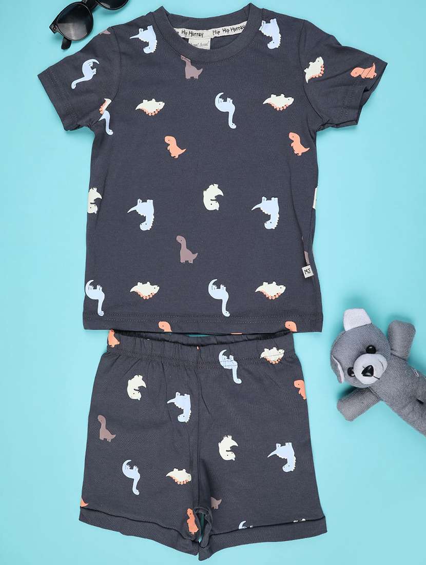 charcoal cotton combo infant twin set