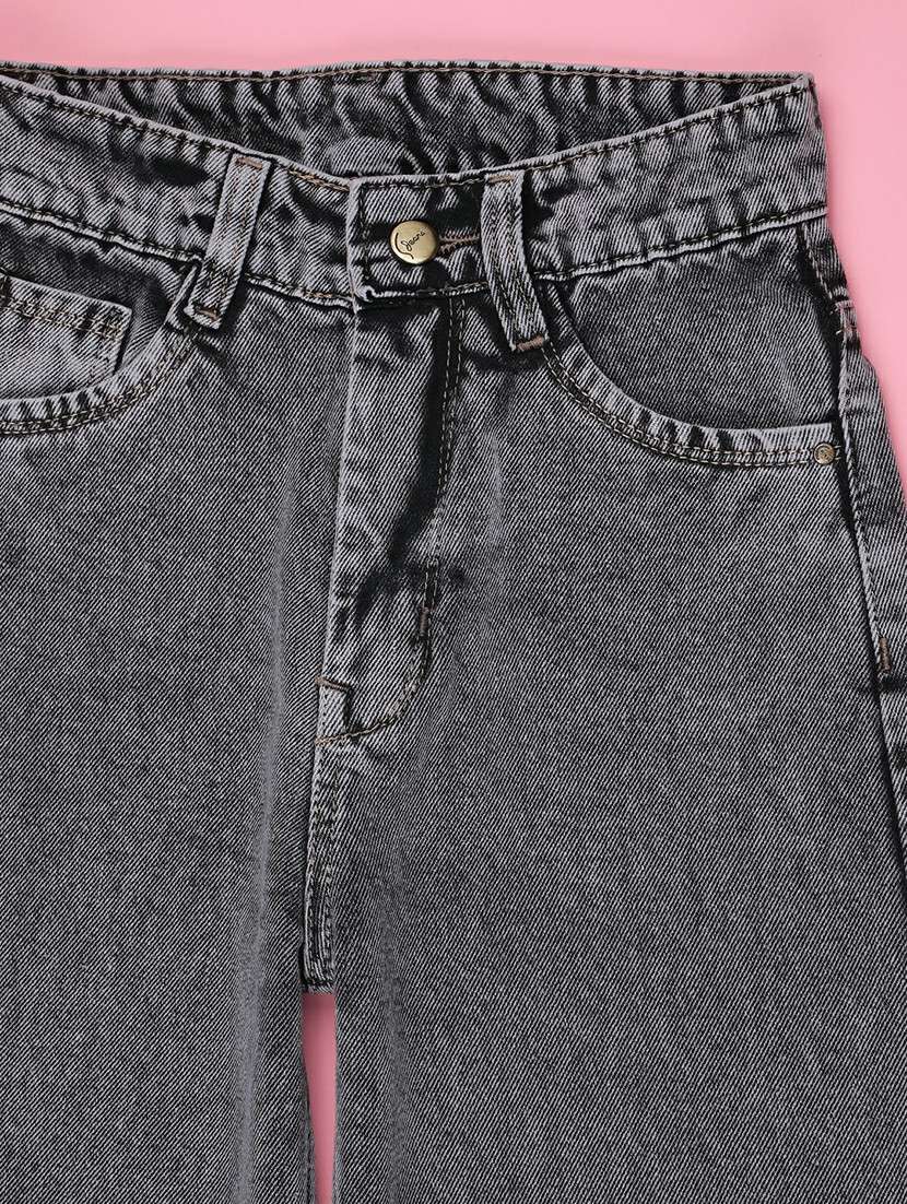 girls solid high rise wide leg jeans  - 22310375 -  Standard Image - 3