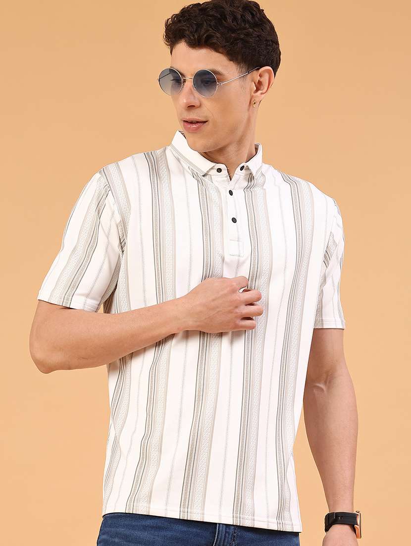 men striped short sleeve regular fit polo t-shirt