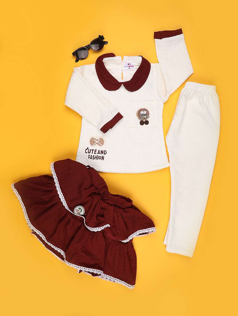 maroon cotton combo infant twin set