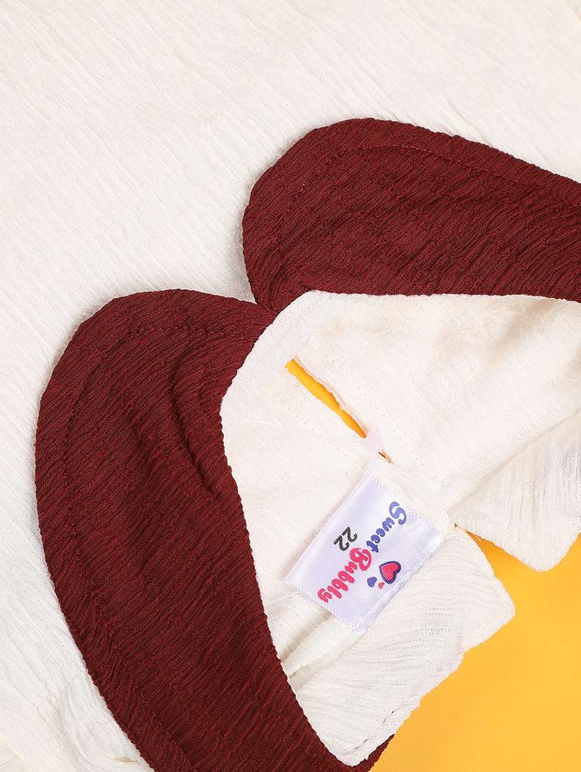 maroon cotton combo infant twin set - 22310425 -  Standard Image - 3