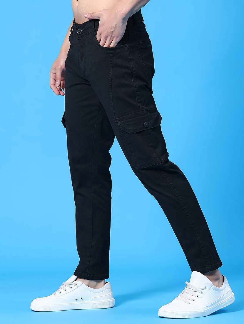 men solid mid rise regular fit cargo  - 22310446 -  Standard Image - 3