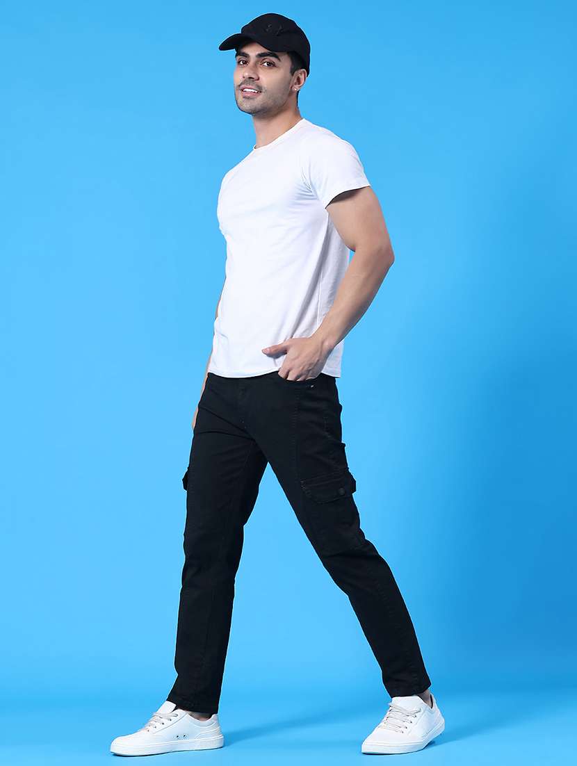 men solid mid rise regular fit cargo  - 22310446 -  Standard Image - 5