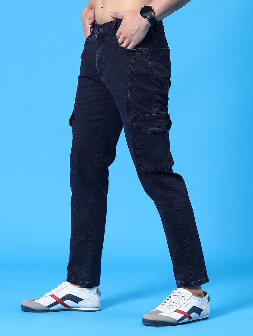 men solid mid rise regular fit cargo  - 22310447 -  Standard Image - 3